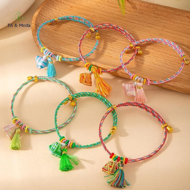 EA & Moda Pulseira Colorida Tecida sel Com Pingente Feita À Mão Joias Trançadas Ajustáveis Para Casais E Amigos Presente