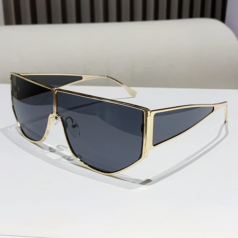 Novos Óculos de Sol Femininos de Metal com Armação Grande, Estilo Punk, Unissex, para Viagens ao Ar Livre, Proteção UV40