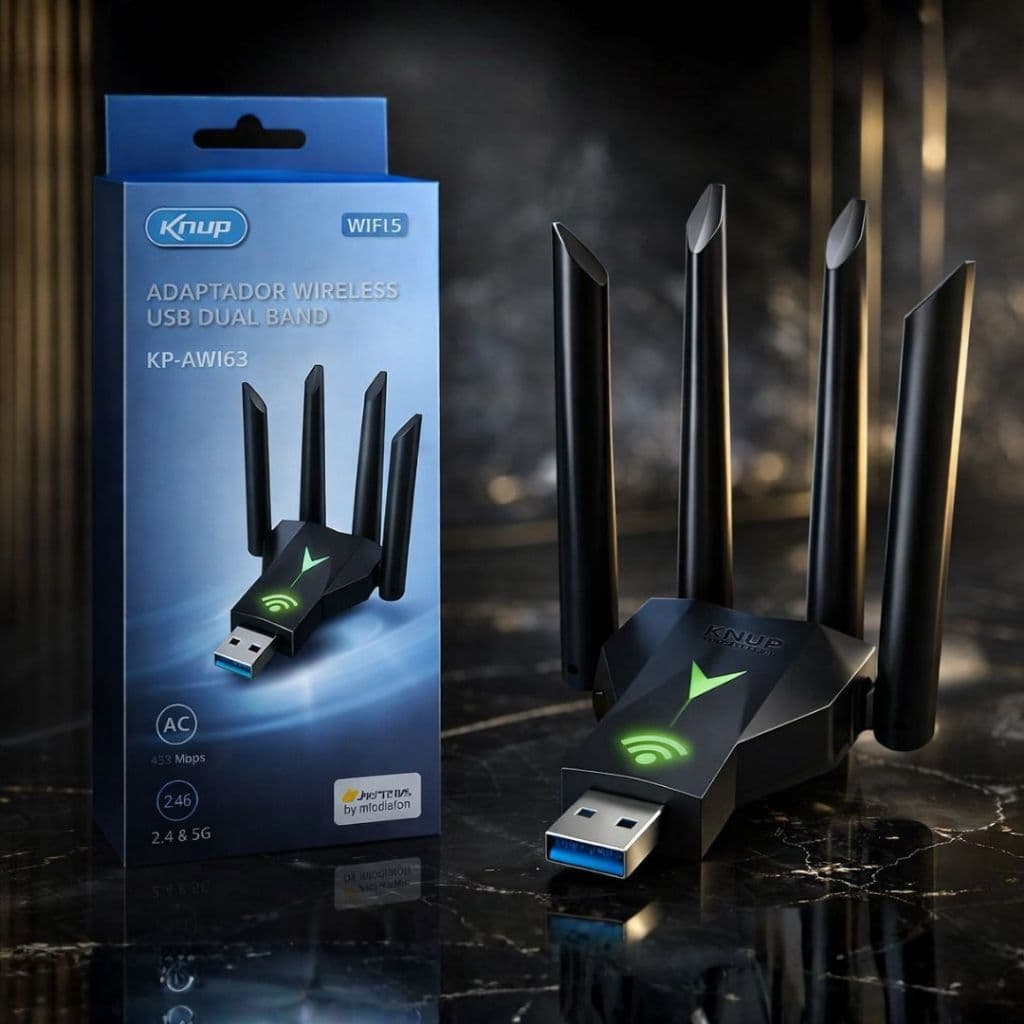 Adaptador Wifi 1300mbps Knup Dual Band 5ghz Pc Gamer 4 Antenas Potente