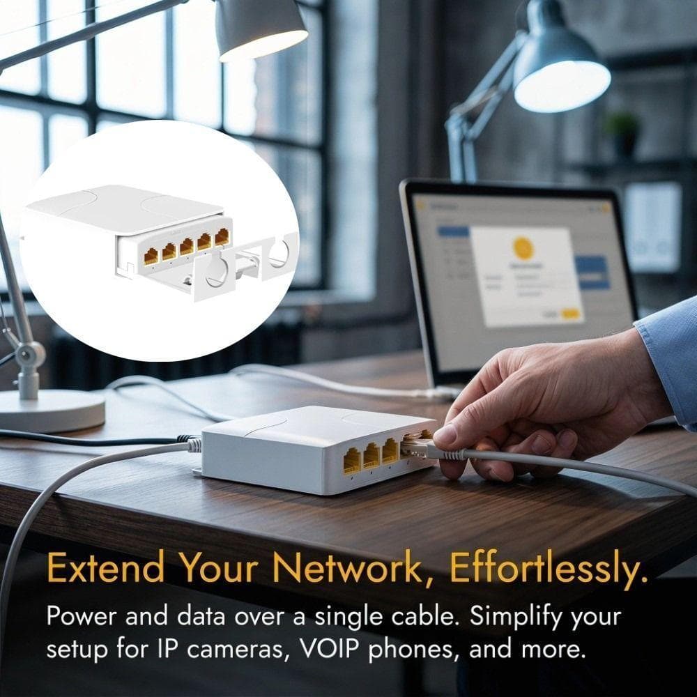Repetidor De Switch De Rede JENNIFERDZBF , Extensor PoE De 4 Portas De 100/1000 Mbps , Industrial Gigabit