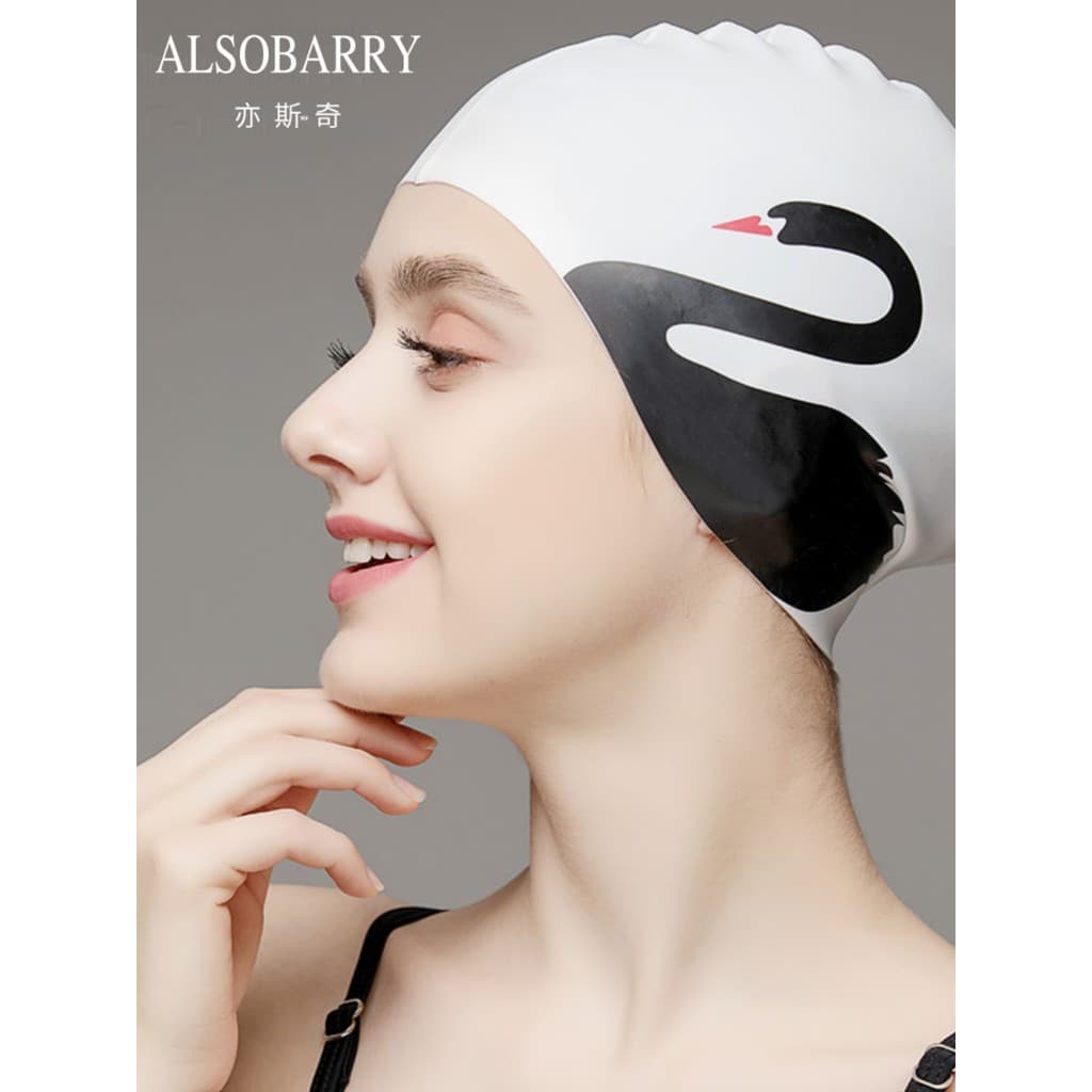 Cabeça amarrada à prova d'água, alta elasticidade, cabelo longo, touca de natação de Silicone, influenciador, proteção d