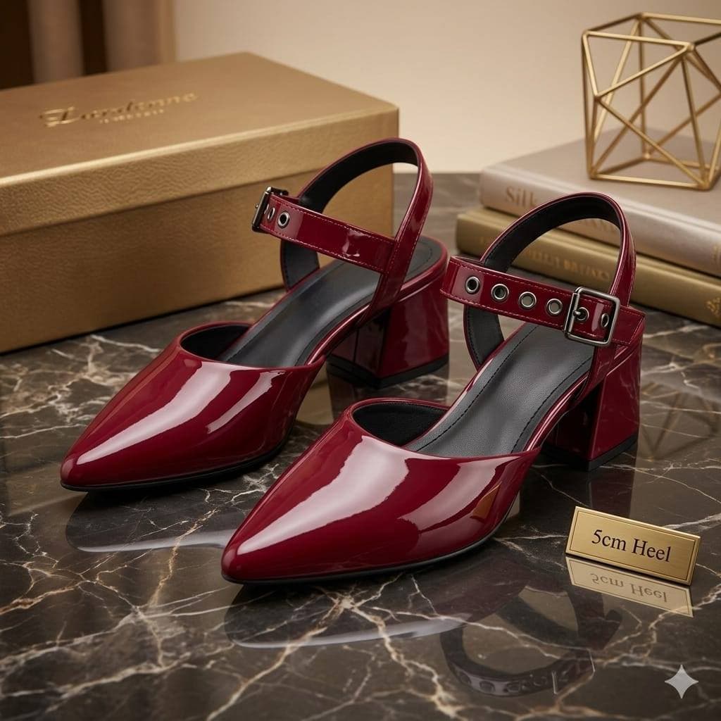 Sapato Social Scarpin Bico Fino Feminino Salto Bloco com Fivela MODELO CLAUDIA