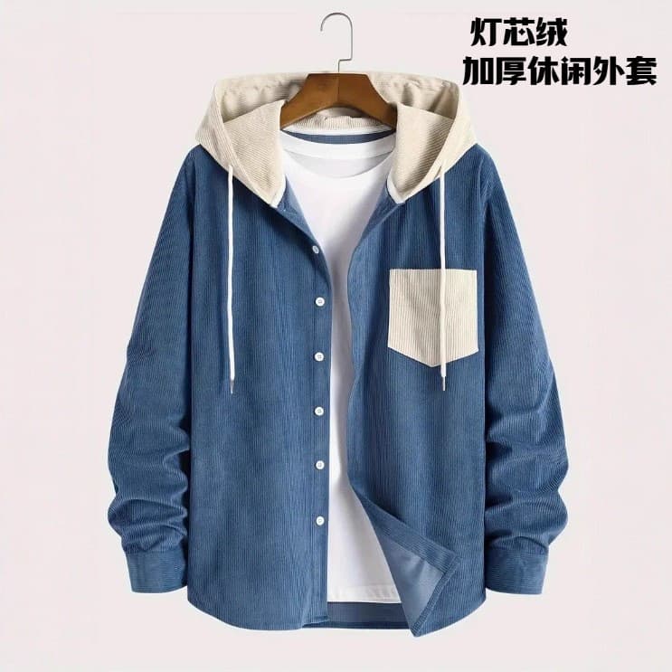 Roupas masculinas transfronteiriças combinando com cores jaqueta Casual masculina de veludo de alta qualidade camisa com