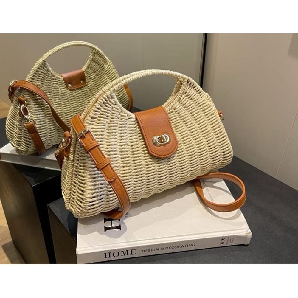 Bolsa de Palha Praia Verão Feminina com Alça