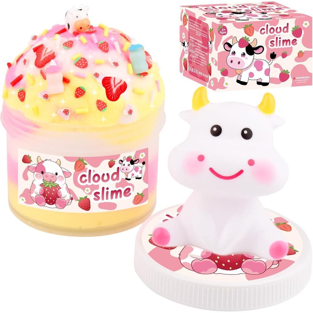 Slime Nuvem de Morango - Macio e Elástico, Slime para Meninas e Meninos, Recompensas para Sala de Aula, Presentes de Ani