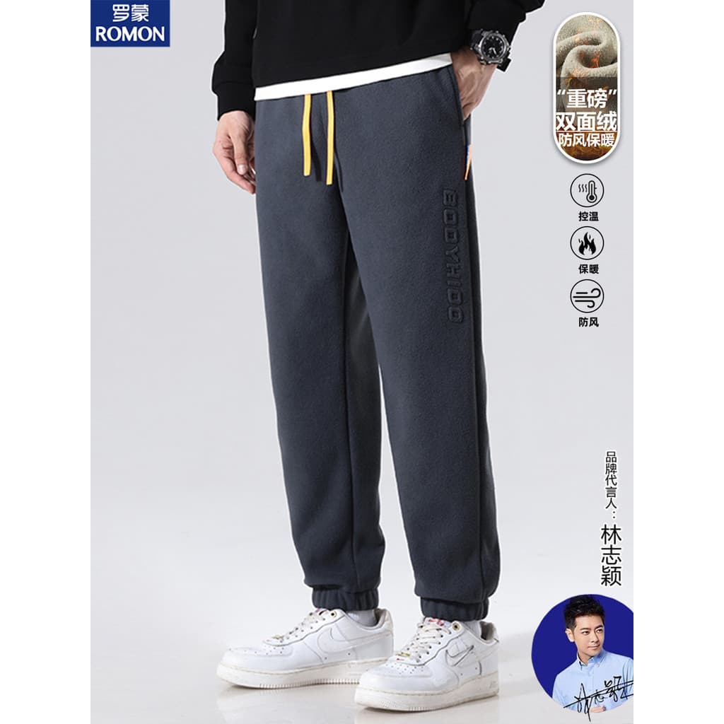 Lomon outono inverno tridimensional carta impressa calças casuais manter quente Leggings de lã solto forro de lã calças