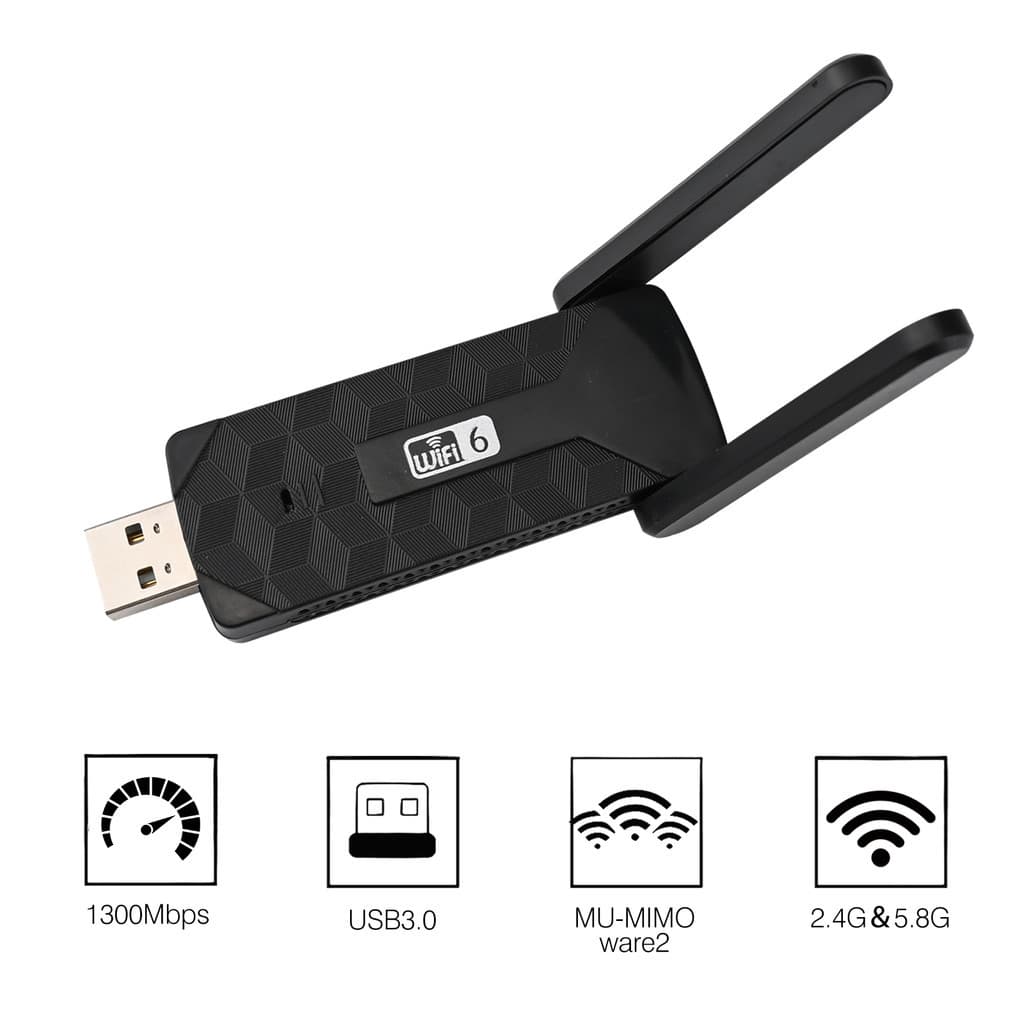 Adaptador Wireless WiFi Mini 2 Antenas Dual Band 1300Mbps 5.8GHz/2.4GHz Sem Fio PC ACHEI GLAM