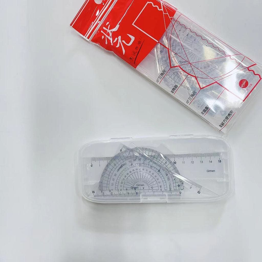 Gigante Zhuangyuan caixa triângulo régua estudante papelaria multifuncional transferidor régua régua conjunto simples ré