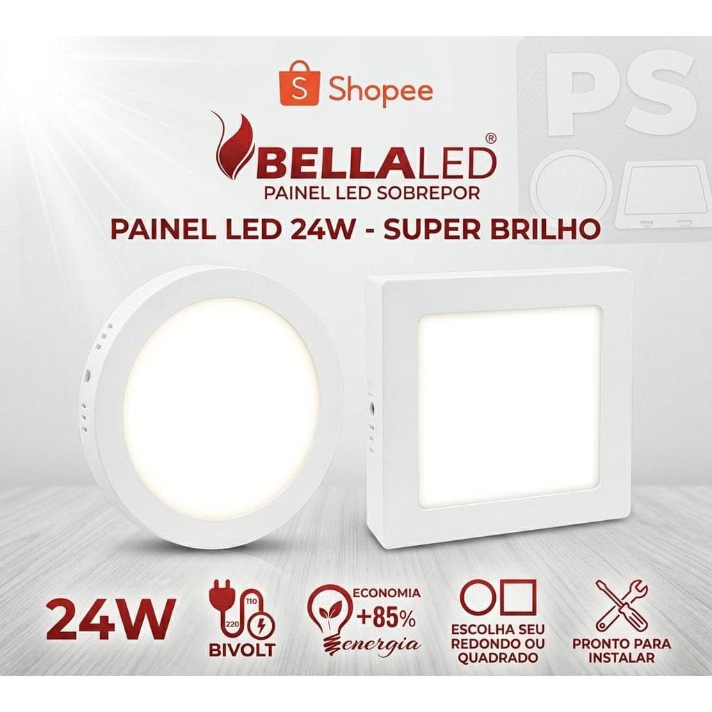 Painel led sobrepor 24w bella led bivolt