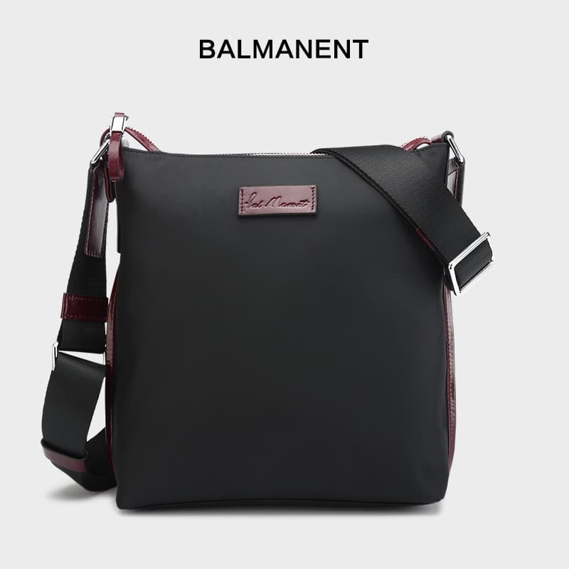 Bolsa de ombro masculina Bamart pano de Nylon à prova d'água com bolsa mensageiro de couro versão coreana moda bolsa mas