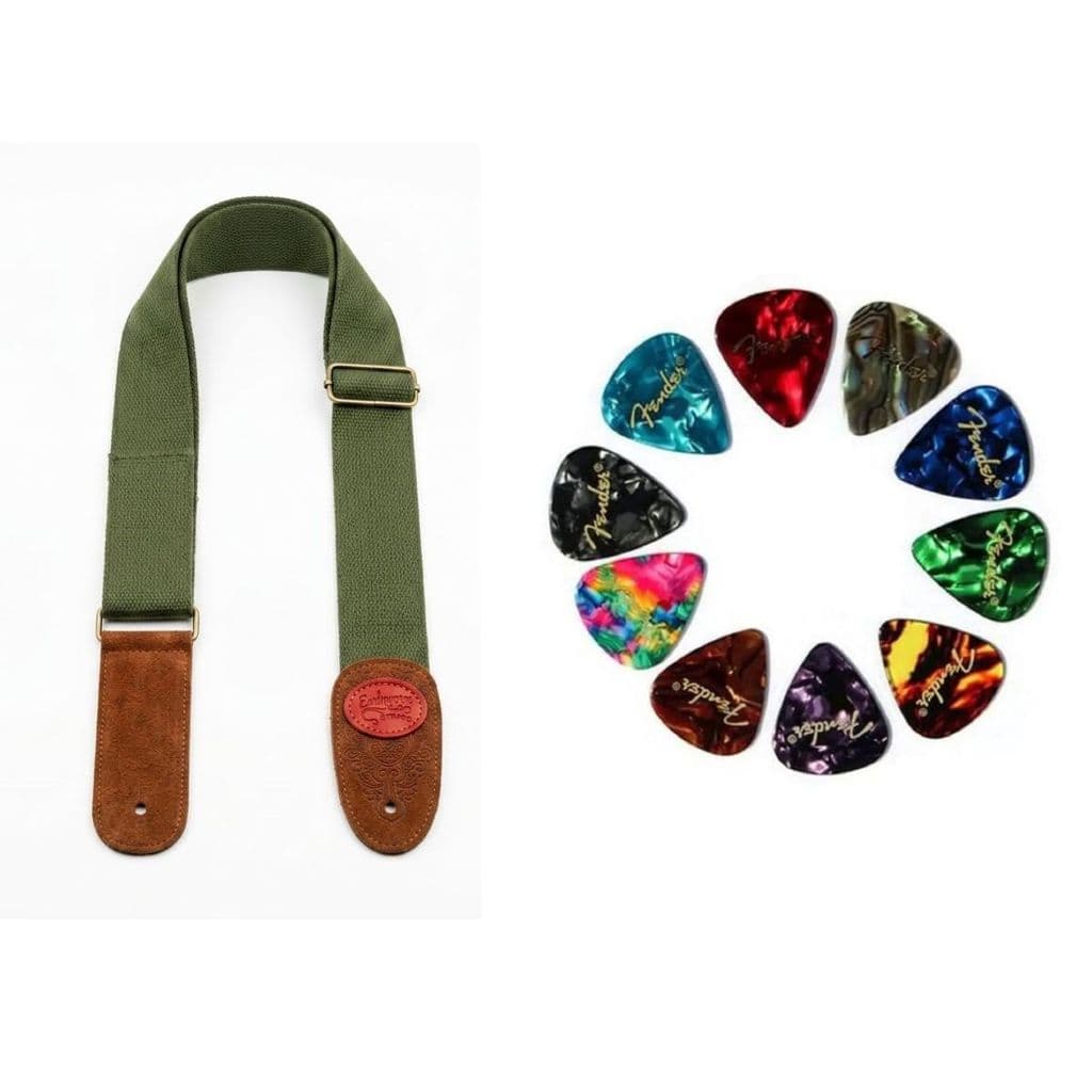 Kit Correia Violao Nylon Verde + 10 Palhetas 046