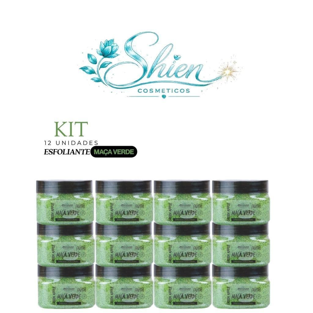 Kit 12 Esfoliante Frutas Corpo E Rosto Maça Verde 300G Rhenuks (Afilhado)