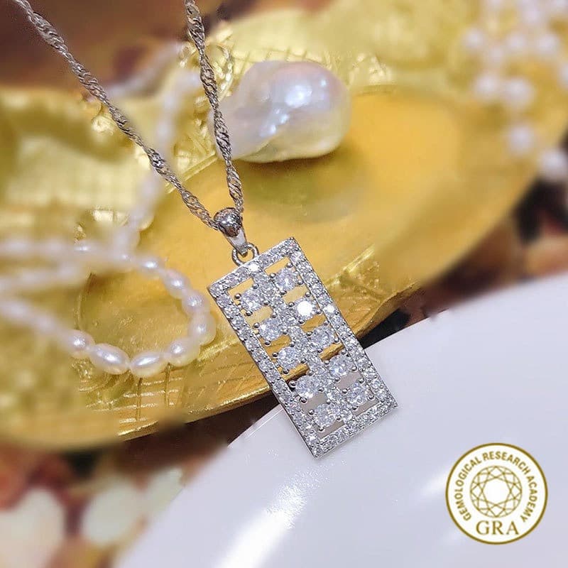 [Certificado GRA Grátis] Novo Colar Cheio De Diamantes Pingente De Ábaco Da Sorte 925 Prata Moissanite