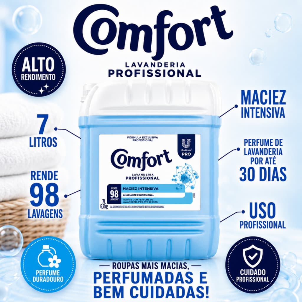 Amaciante Comfort Lavanderia Profissional 7l Até 98 Lavagens
