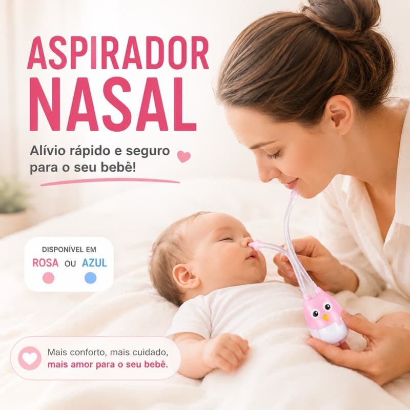 Aspirador Nasal Infantil Lavagem Limpeza e Higiene do Bebê Nariz Sugador Catarro com ou sem seringa