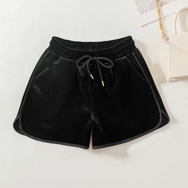 2025 outono inverno novo estilo ouro veludo Shorts moda feminina cintura alta exterior Wear All-Match em linha reta bota