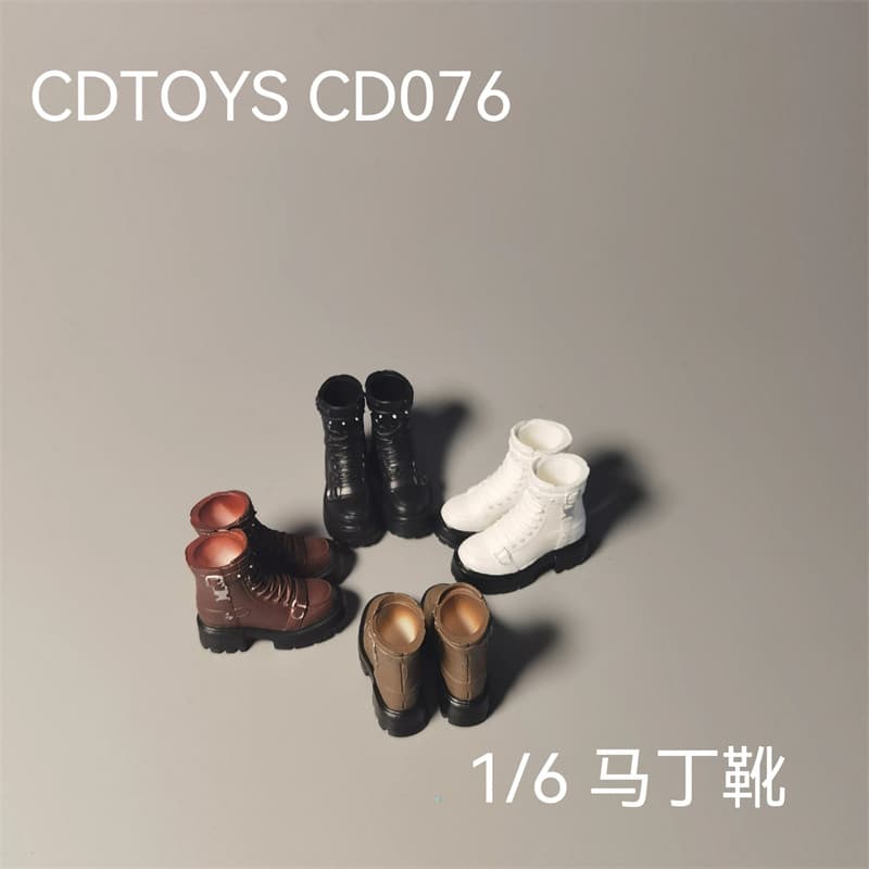 Estoque pronto cdtoys cd076 1/6 Punk botas de motocicleta rebites salto grosso botas curtas Martin botas femininas sapat