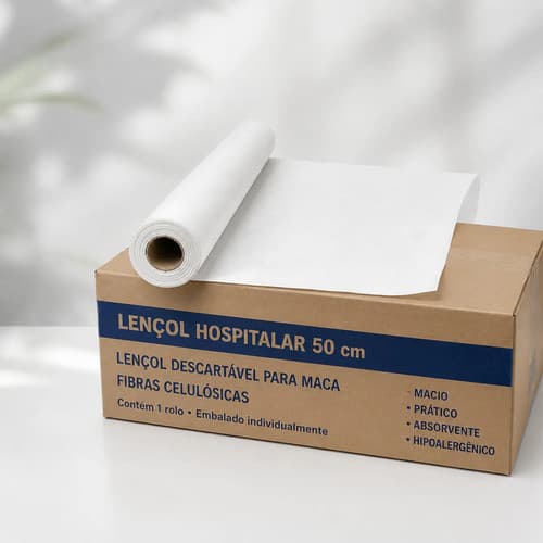 Lençol Descartável Maca Hospitalar Estética 50 Cm 5 Rolos