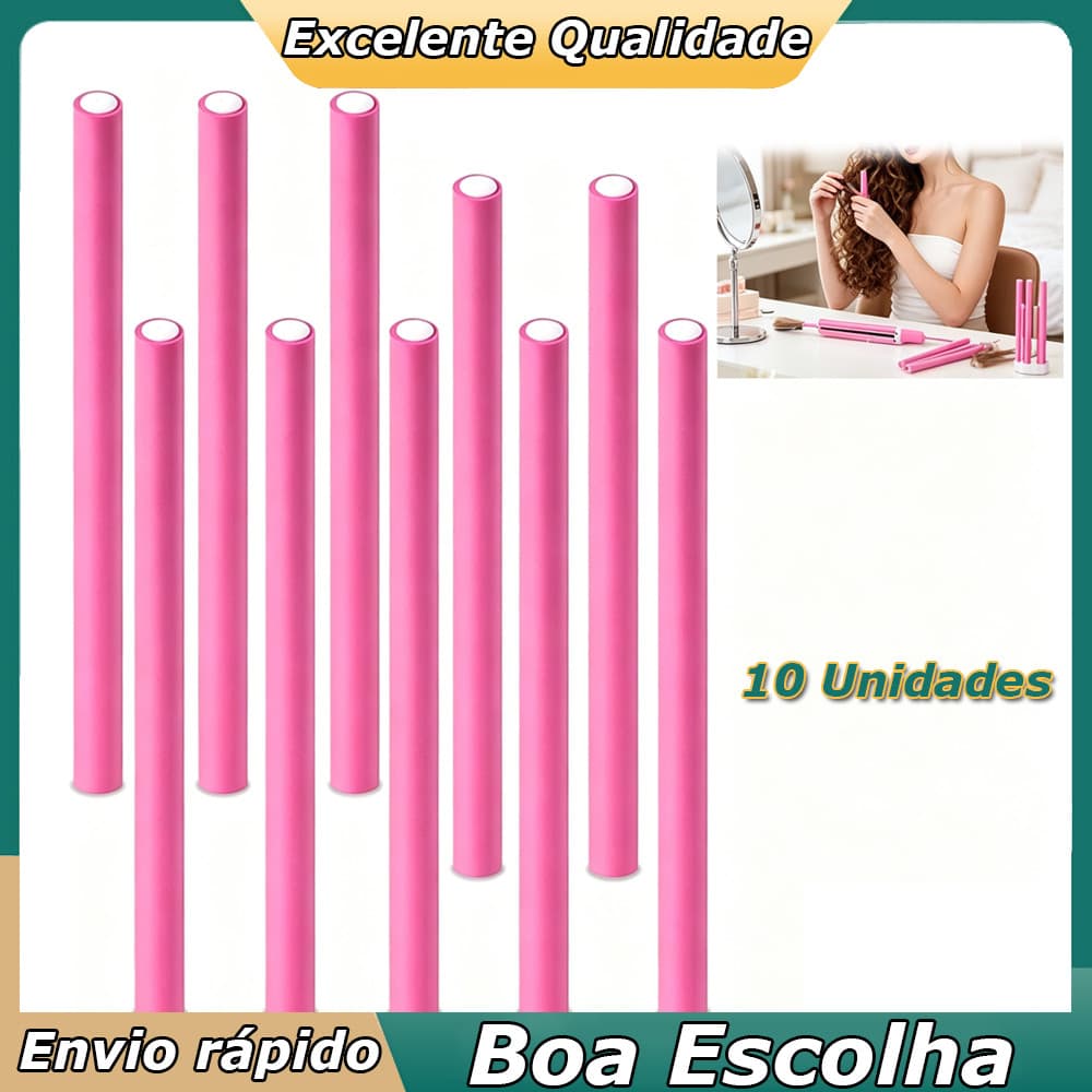 10 Rosa-escuro hastes de cachos sem calor para cachos noturnos para dormir para modeladores de cabelo 1.4x24cm