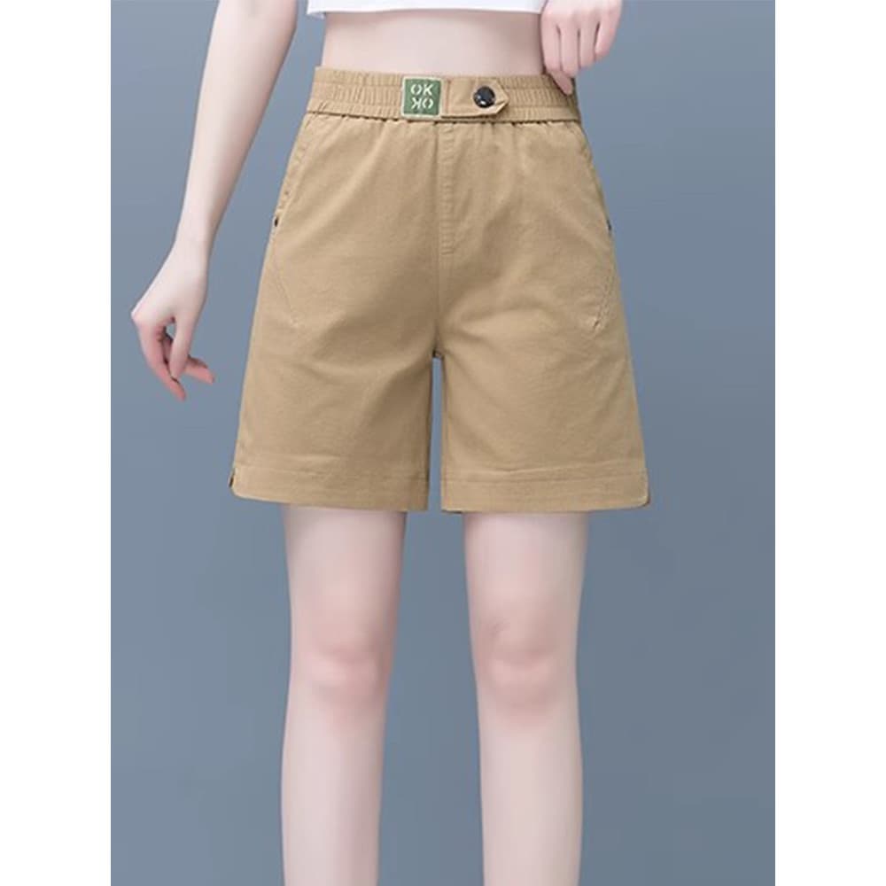 Shorts de cinco pontos feminino 2026 verão novo estilo elástico cintura alta fino Casual a linha macacão perna larga cal