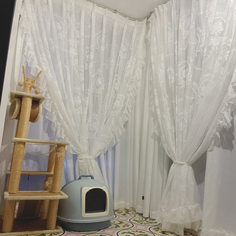 Cortina de renda branca francesa estilo princesa americana cortina de gaze de camada dupla translúcida imperviosa menina