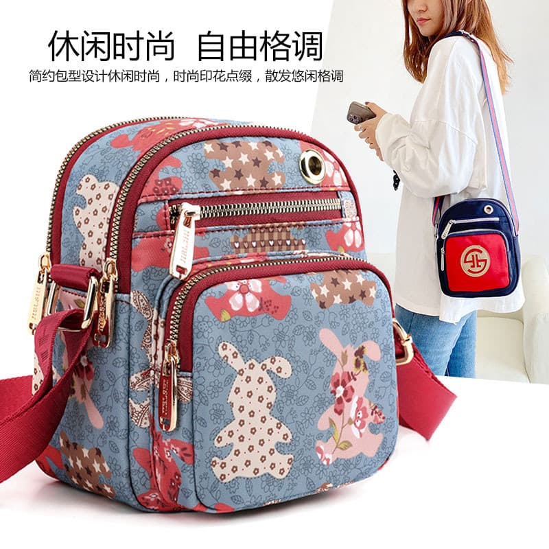 Senhoras náilon pano mensageiro pequeno saco Casual All-Match bolsa de ombro leve Multi-camada saco feminino 2022 novo e