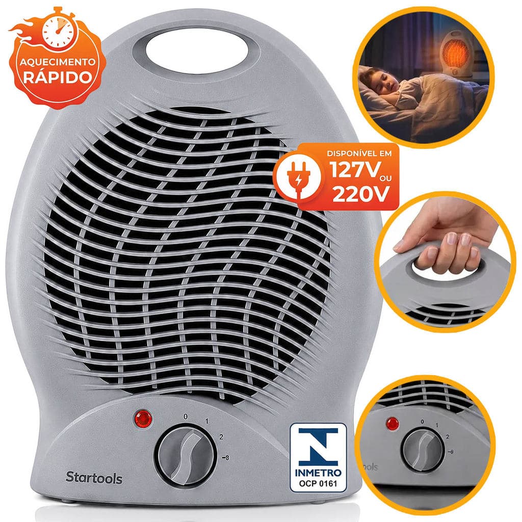 Mini Aquecedor Elétrico Termoventilador Grade De Segurança Portátil Home office Casa Baixo Ruído