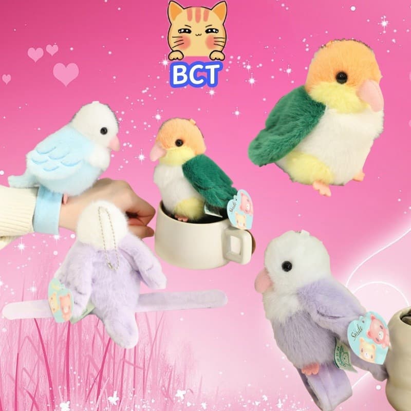 BCT Papagaio Kawaii, Brinquedo de Pelúcia Fofo, Boneco de Simulação de Pássaro Pequeno, Chaveiro, Pingente para Mochila,
