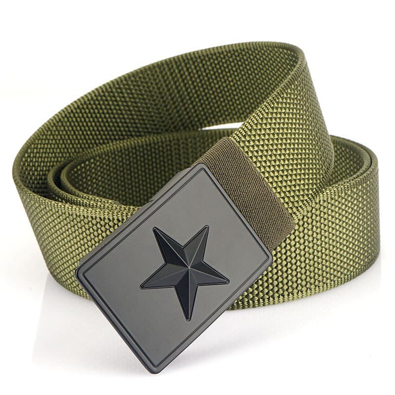 Estrela de cinco pontas lona fivela suave cinto masculino treinamento militar cinto elástico Denim camuflagem cinto de n