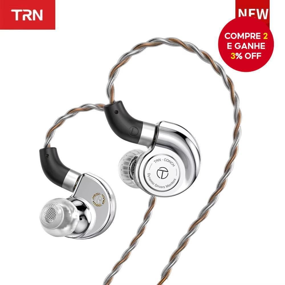 TRN Conch Fone De Ouvido De Alto Desempenho DLC Diafragma De Diamante Monitores Intra-Auriculares Dinâmicos Filtros De B