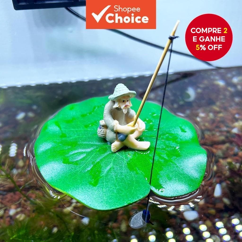 Decoração de aquário de peixe flutuante, Mini decoração de aquário de pescador fofo, Acessório para aquário, Brinquedo