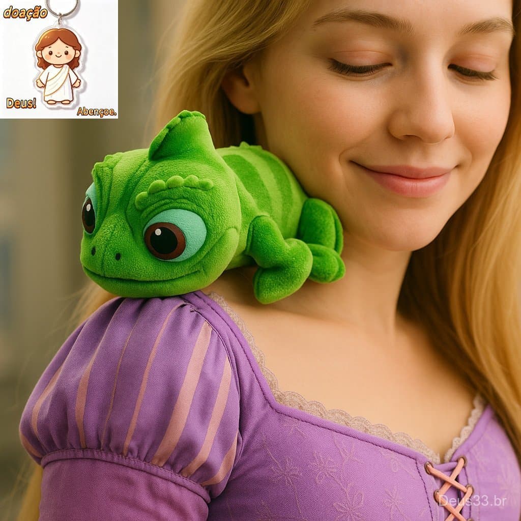 Pelúcia Camaleão Pascal Enrolados Rapunzel  imã ombro（Dar chaveiro）