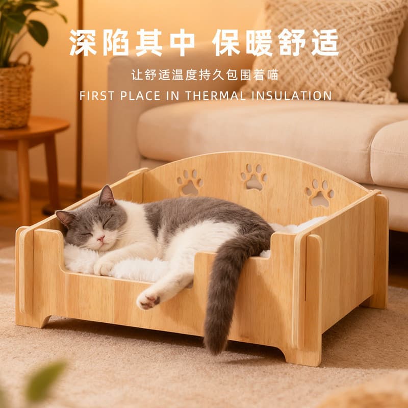 Cama para animais de estimação cama de madeira para cães Teddy Bichon pequeno tamanho médio cama para gatos de made