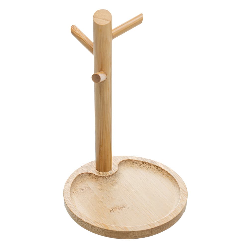 Suporte para Xícaras e Pires em Bambu com 3 Ganchos 21x14cm Lyor