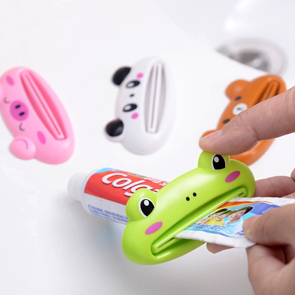 Dispensador de pasta de dente giratório em formato de desenho animado, adequado para banheiro/cuidados dentais/armazenam
