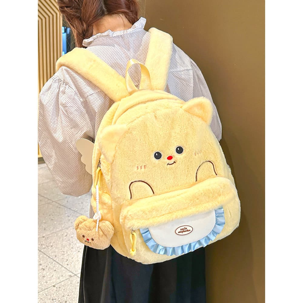 Além de urso de pelúcia mochila bonito dos desenhos animados mochila novo estilo estudante mochila feminina Casual mochi