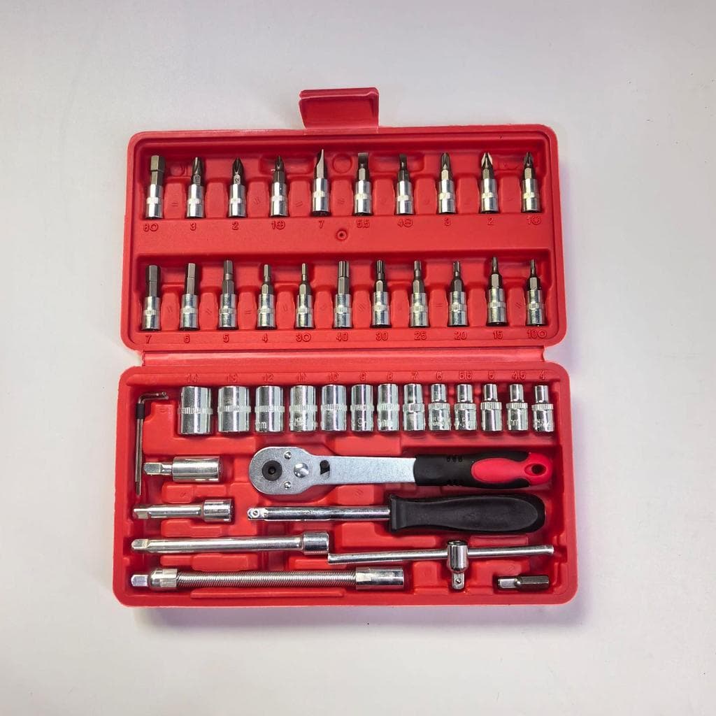 Conjunto de 46 peças tipo B chave de soquete combinação pequena chave de catraca rápida conjunto caixa de ferramentas de