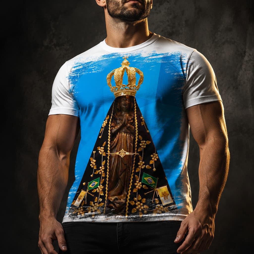 Camisa Camiseta Masculina Nossa Senhora Aparecida 51