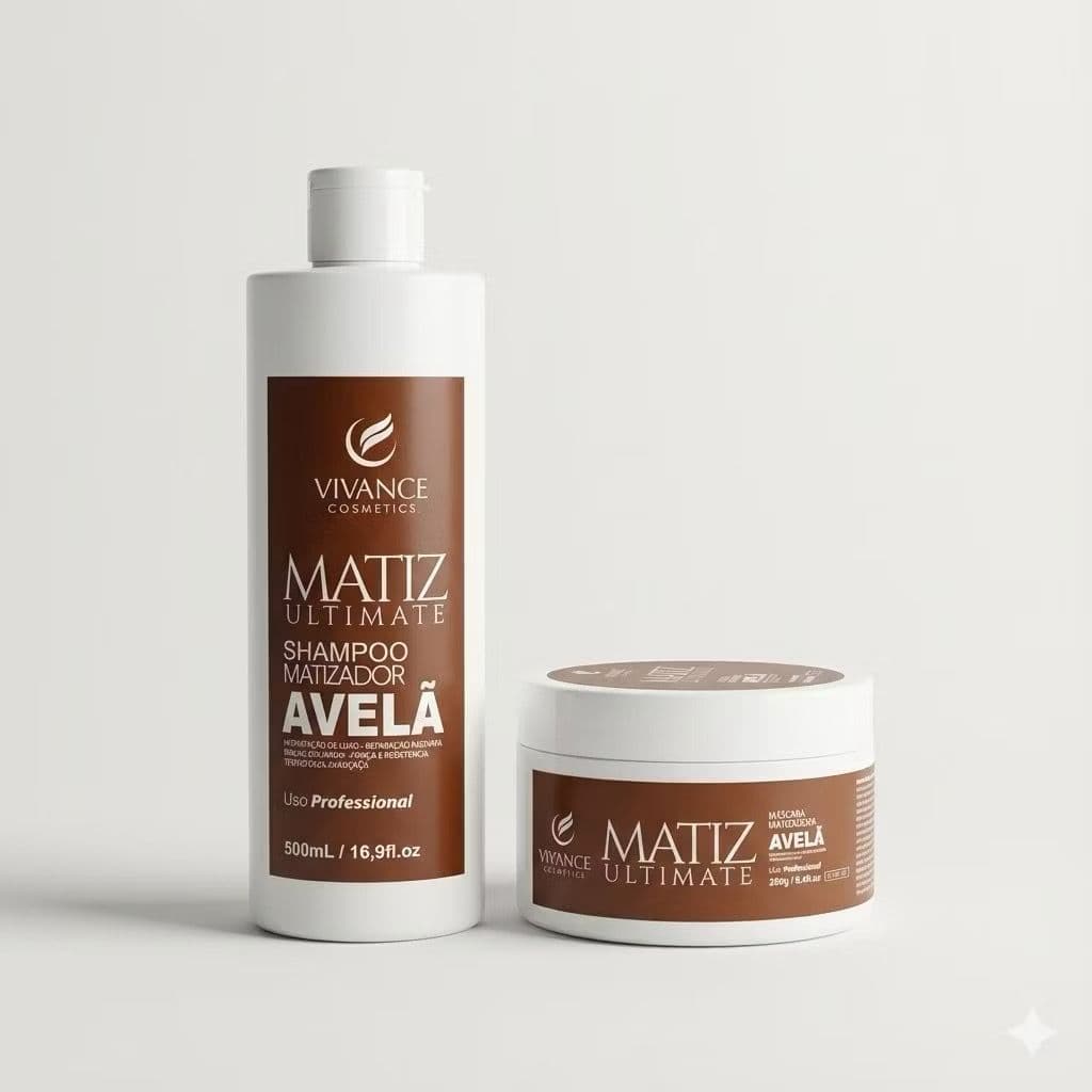 Kit Cabelos Avelã Shampoo Matizador Tonalizante 300ml + Máscara Matizadora Tonalizante 250g  - Vivance Cosmétics