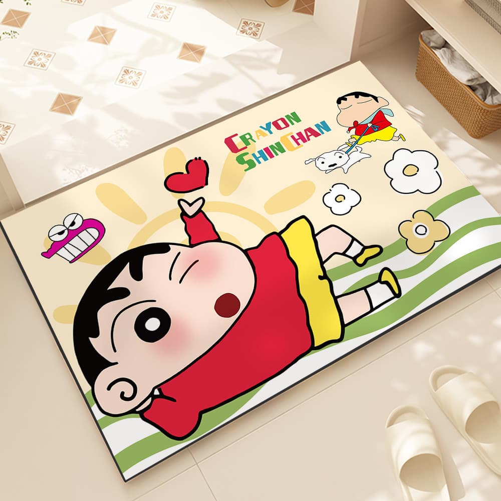 Crayon Shin-Chan banheiro diatomácea lama absorvente tapete porta do banheiro antiderrapante toalete resistente a choque