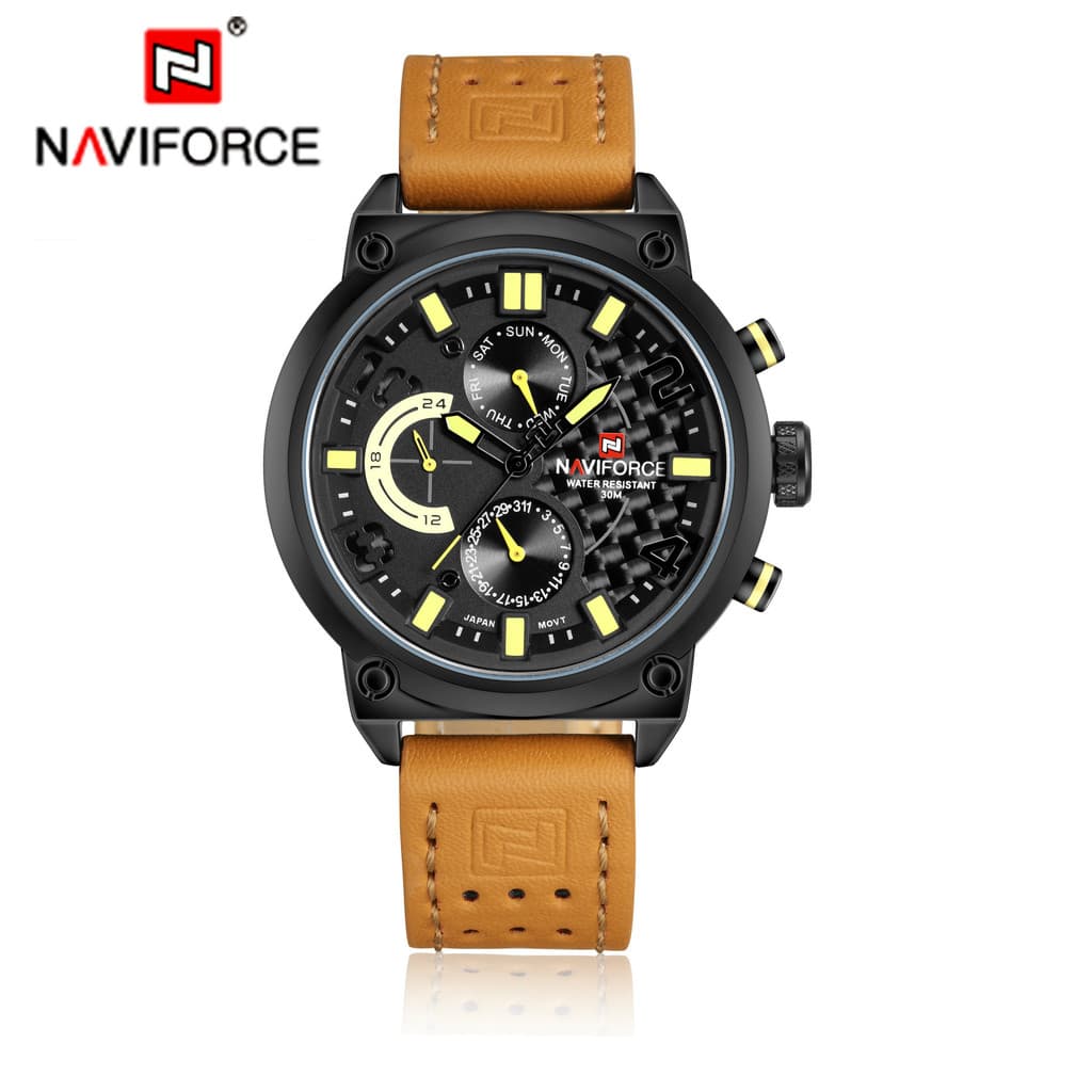 NAVIFORCE 9068 Masculino Cinto Relógio de Quartzo À Prova D 'Água Casual Relógio Masculino Relógio de Pulso Calendário R
