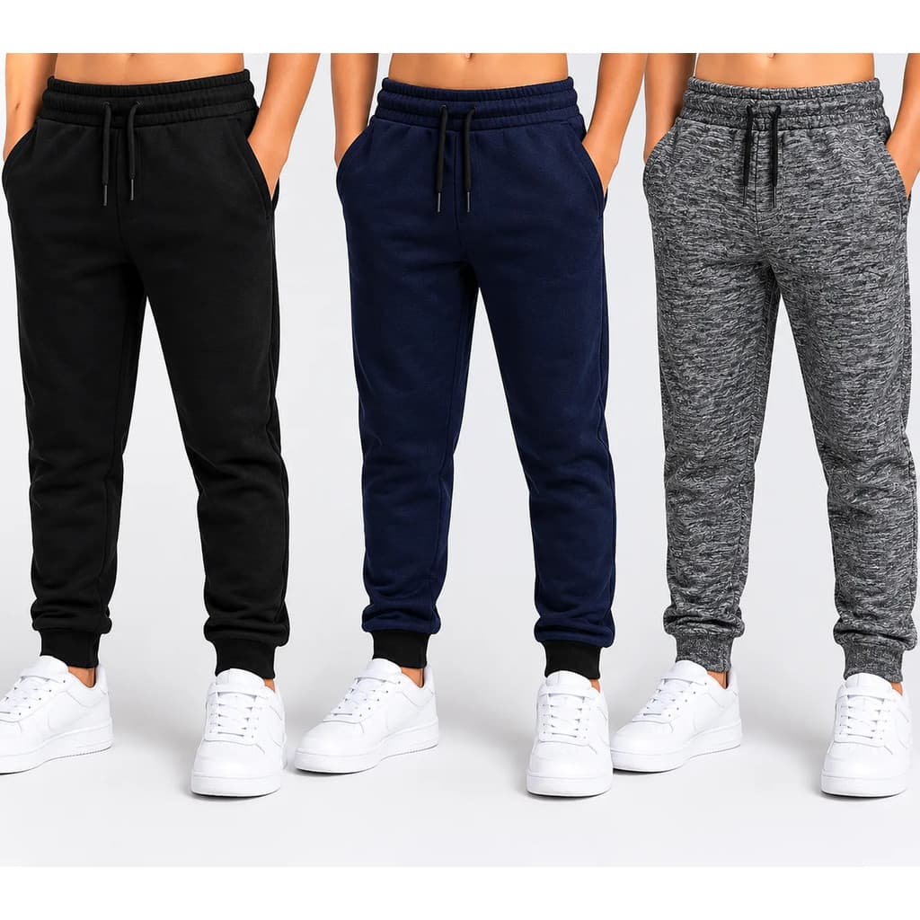 Kit 3 Calça Infantil Moletom Flanelada Jogger Menino Inverno
