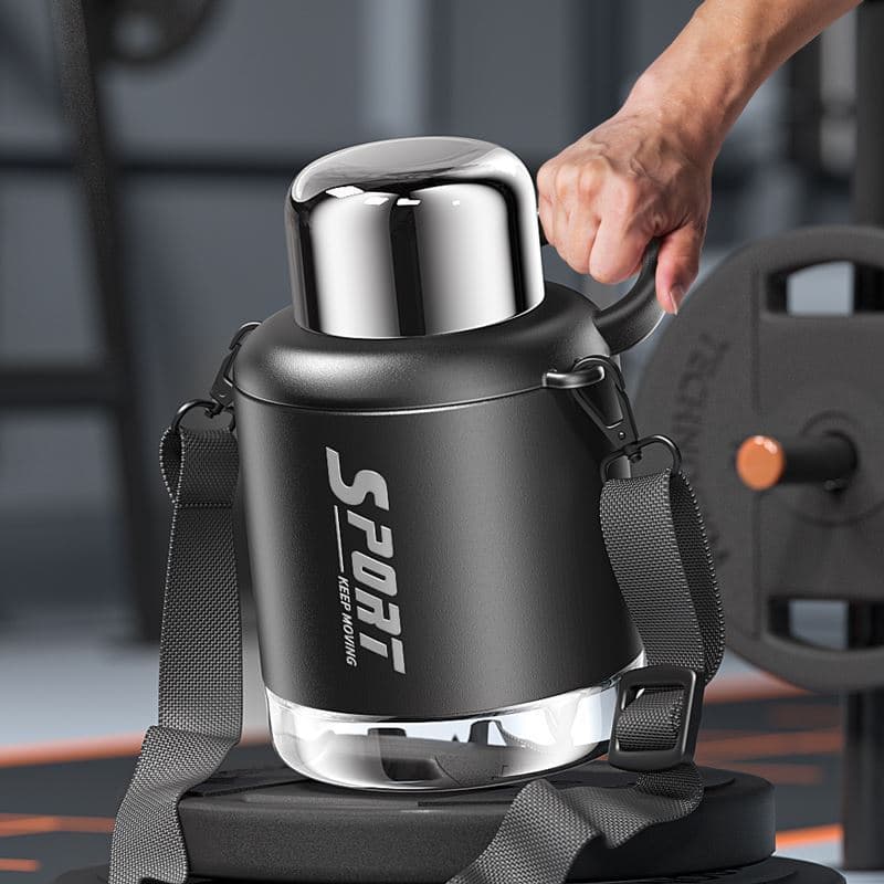Copo grande capacidade masculino 316 aço inoxidável 2.000ml portátil ao ar livre grande copo de água grande barriga garr
