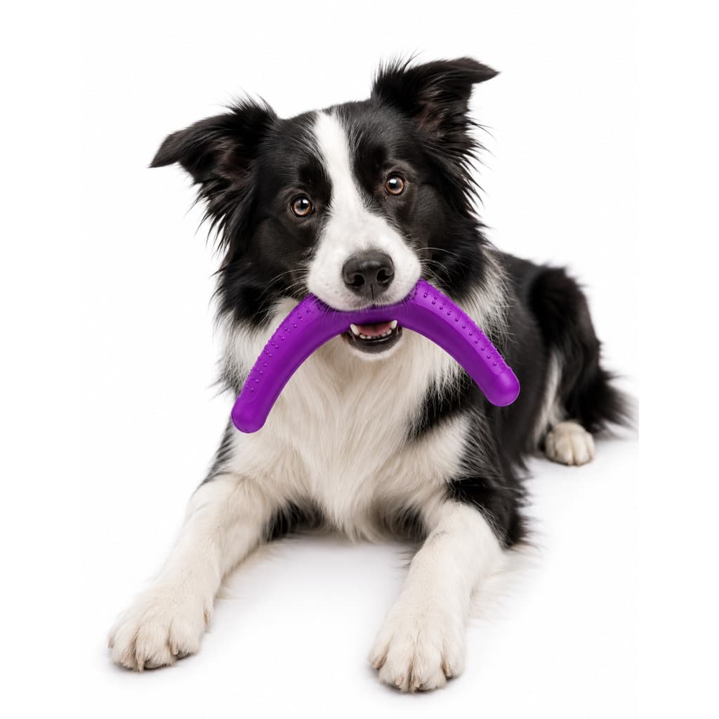Brinquedo Mordedor Stark Boomerang Pequeno Cães Roxo Neon