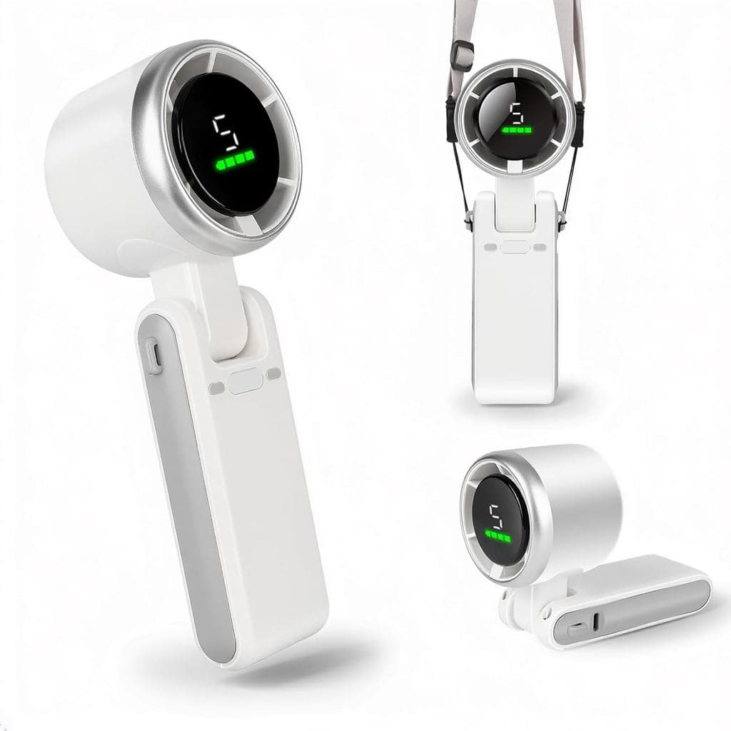 Ventilador turbo portátil de mão, adequado para viagens, com 5 configurações de velocidade do vento, tempo máximo de fun