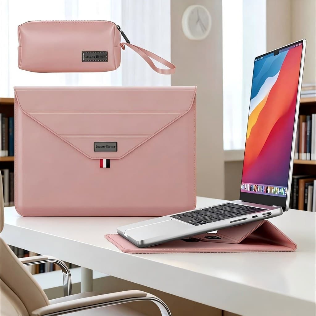 Mochila para notebook de alta qualidade, couro, 13 a 16 polegadas, com suporte e bolsa para carregador