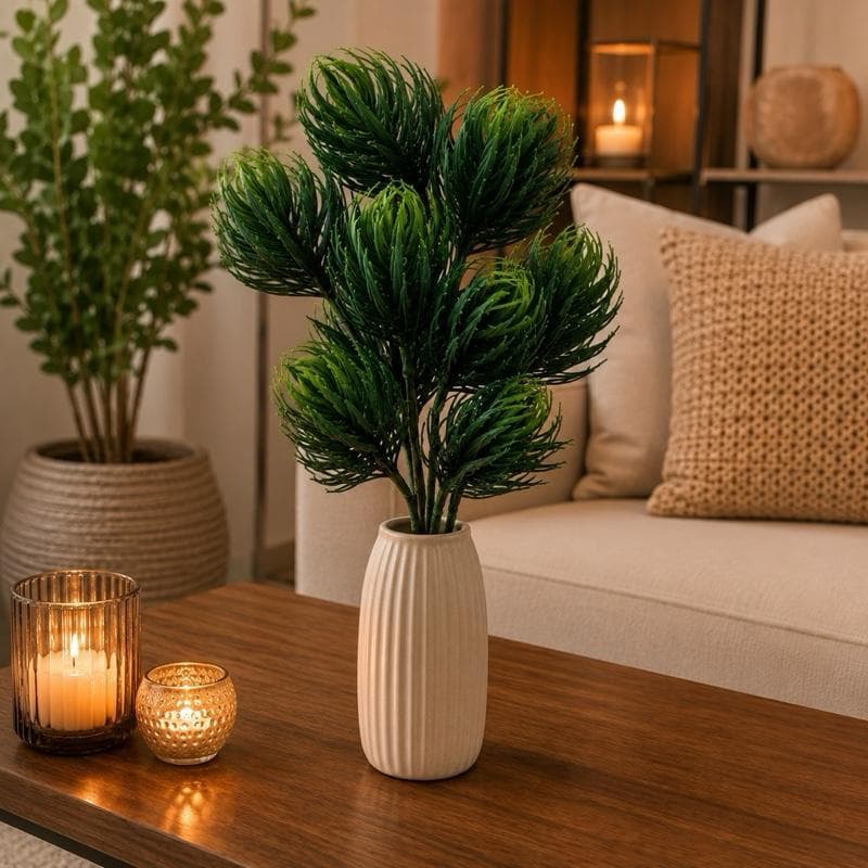 Complemento Verde Artificial Redondo 45cm Folhagem Permanente Luxo P/ Arranjos Vasos e Decoração Elegante Estilo Moderno