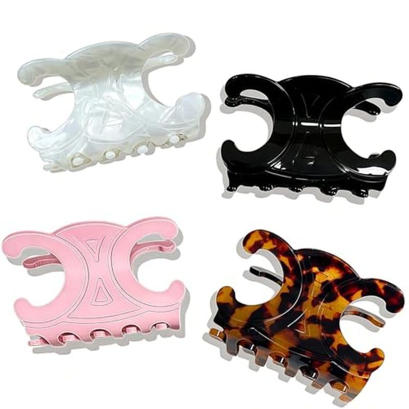 4 Pacotes De Grampos De Cabelo De Borboleta De Acetato Duráveis Para Mulheres , Clipes De Garra De Tamanho Médio Com Fix
