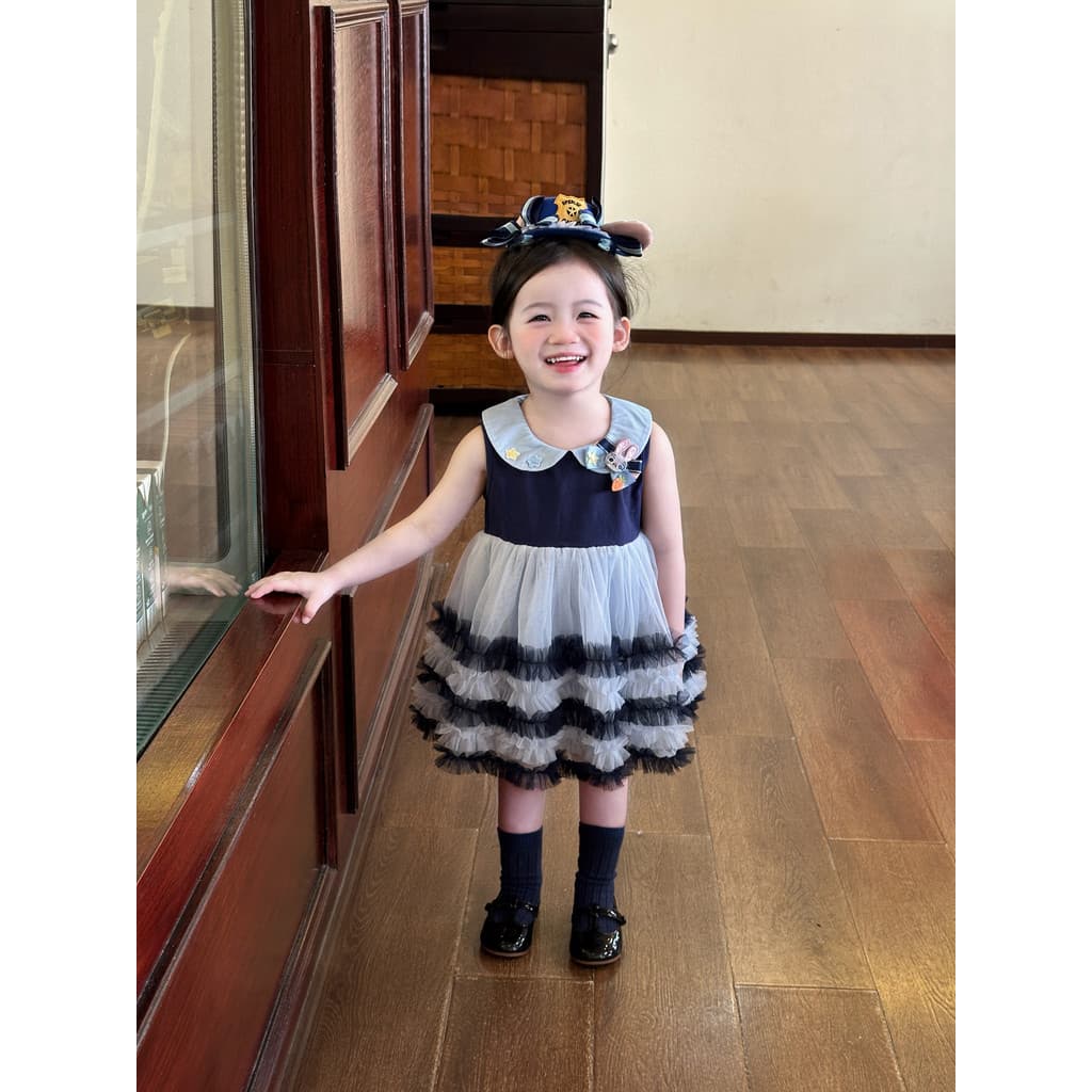 Meninas vestido de verão novo estilo bebê bonito coelho policial Lolita vestido de princesa crianças vestido de aniversá
