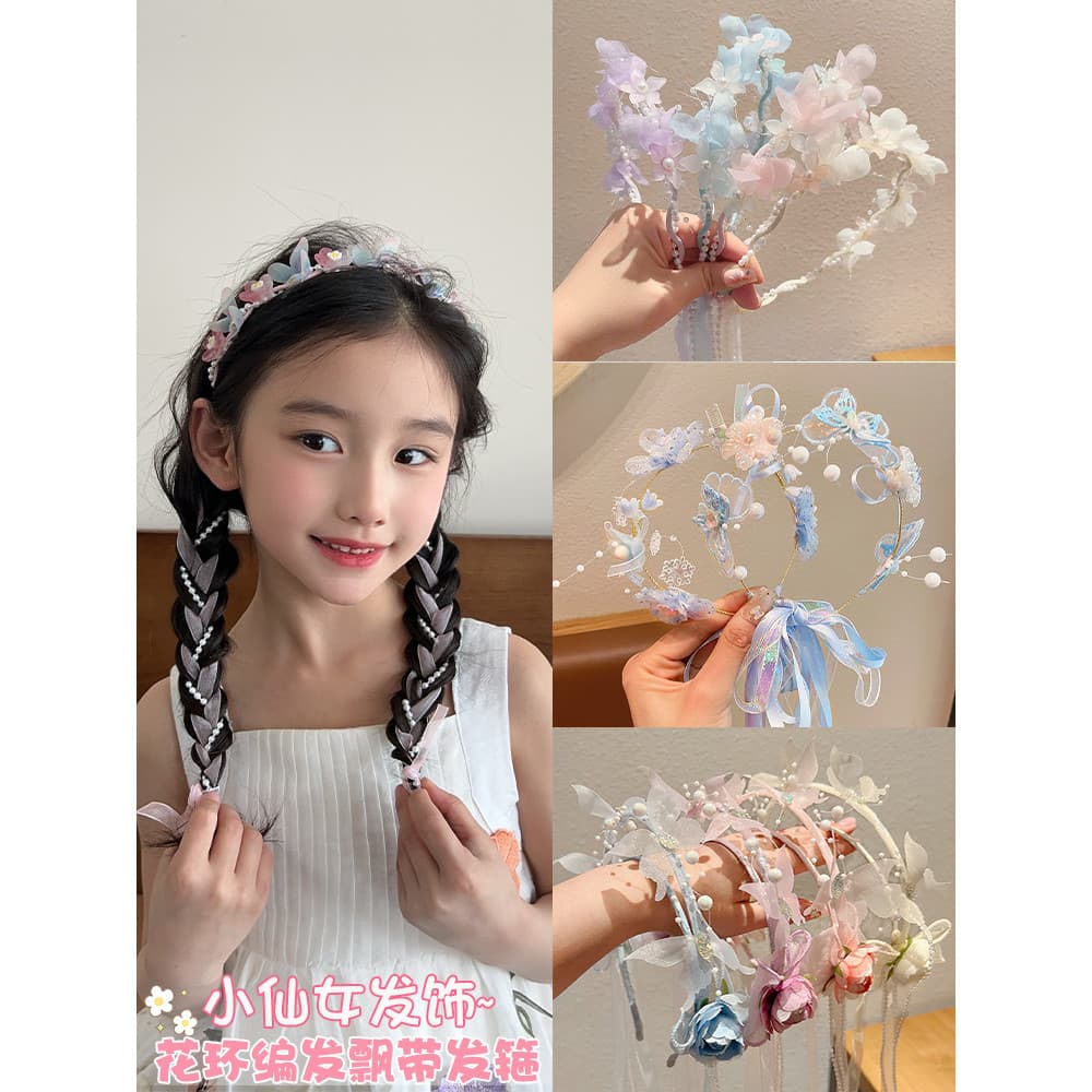 Crianças bandana flor borboleta trançado bandana meninas Headwear 2026 nova princesa Hairpin acessórios para o cabelo do